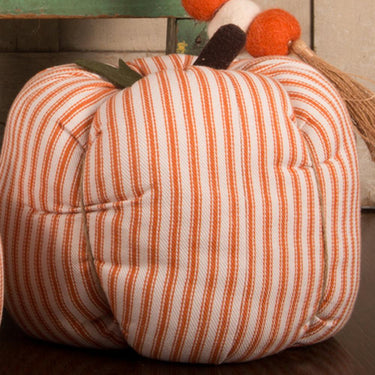 Cream Orange Ticking Pumpkin 6X4 Ornament ONRE0319 - The Fox Decor